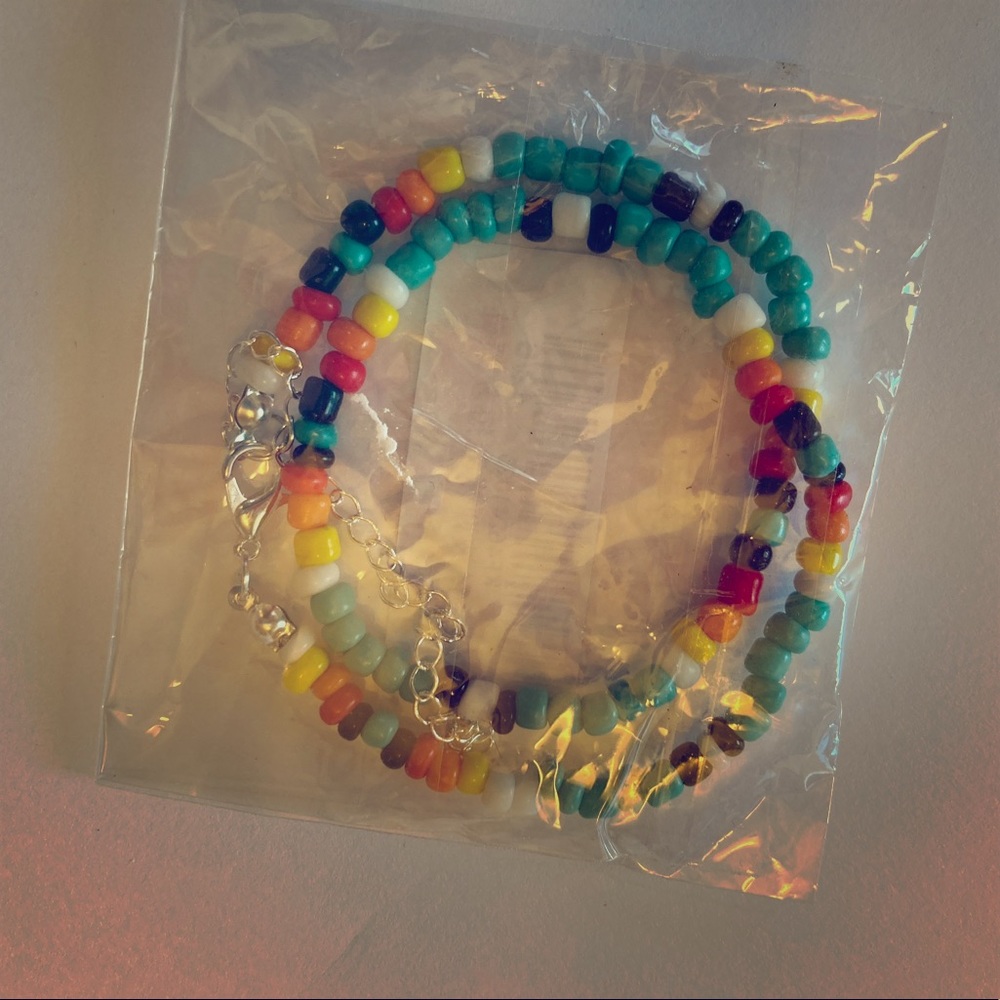 Boho surfer beaded necklace choker ankle bracelet